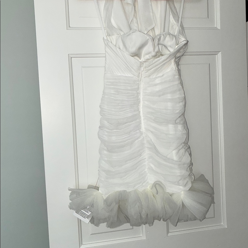 ASOS White Ruffled Halter Mini Dress - Picture 2 of 7